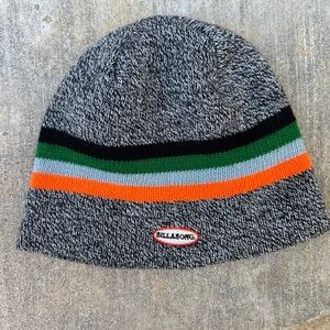 Billabong Striped Knit Beanie Skull Cap Embroidered Logo One Size